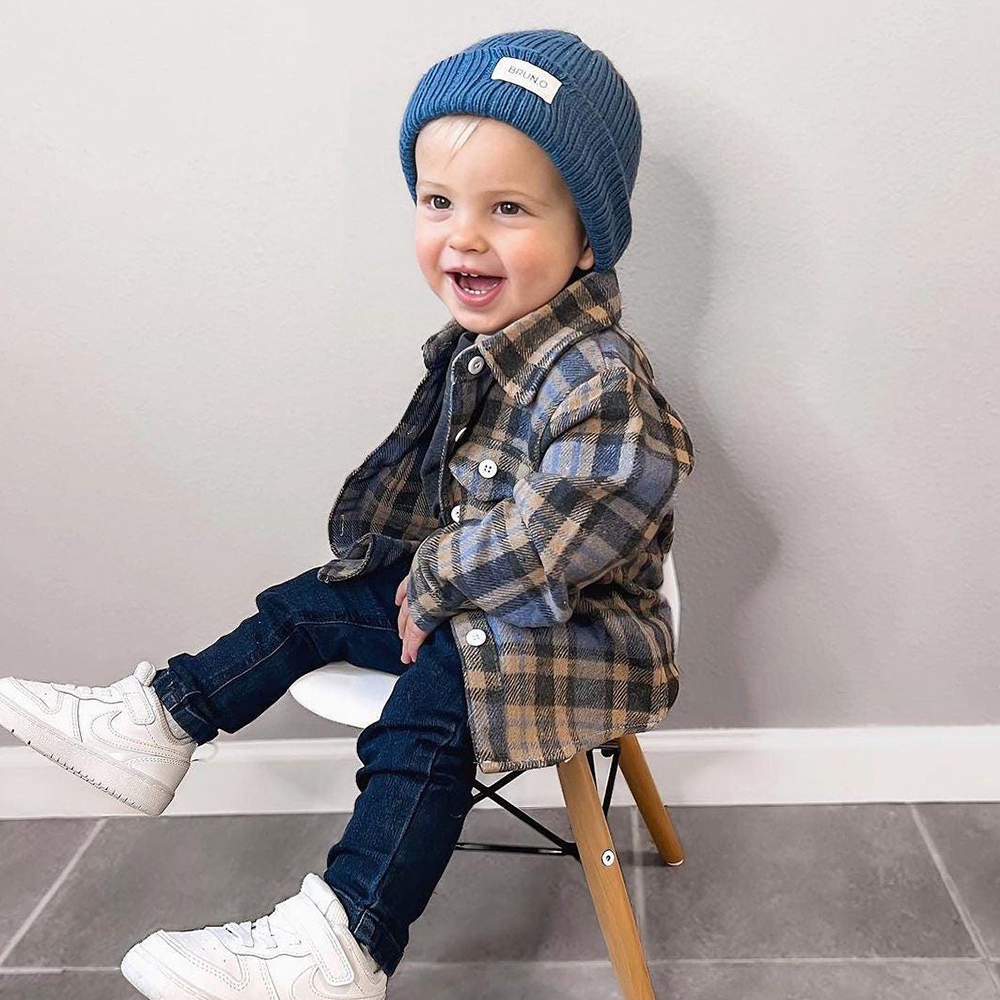 Personalized Leather Patch Kids Flannel Jacket | inJacket15