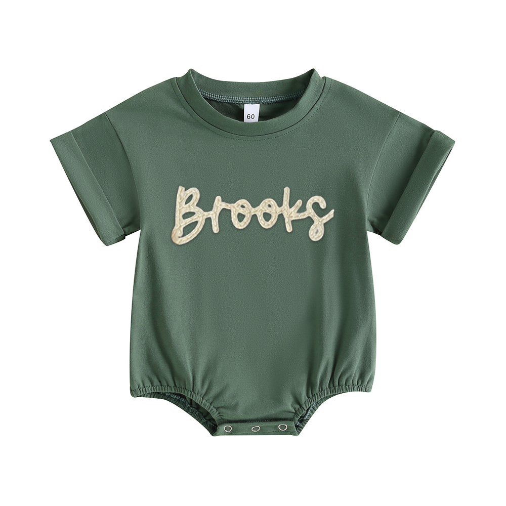 Personalized Baby Hand Embroidered Felt Romper | CWBaby301
