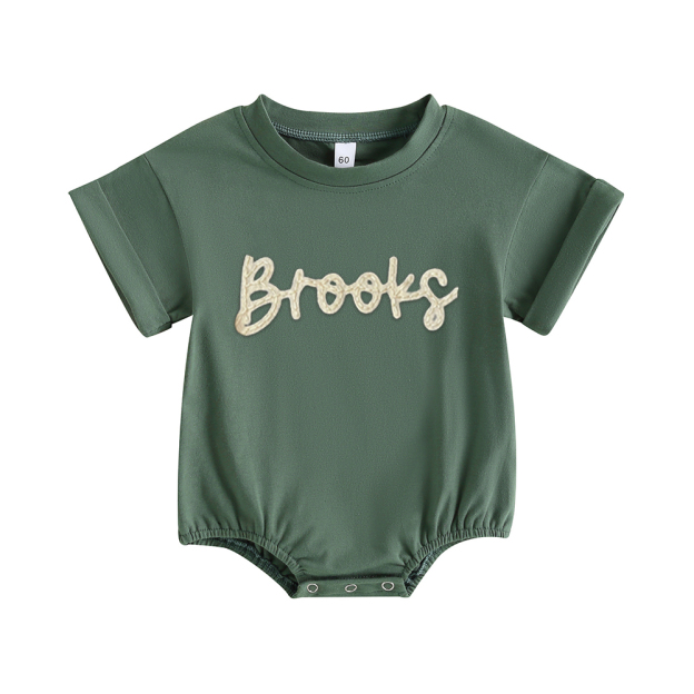 Personalized Baby Hand Embroidered Felt Romper | CWBaby301