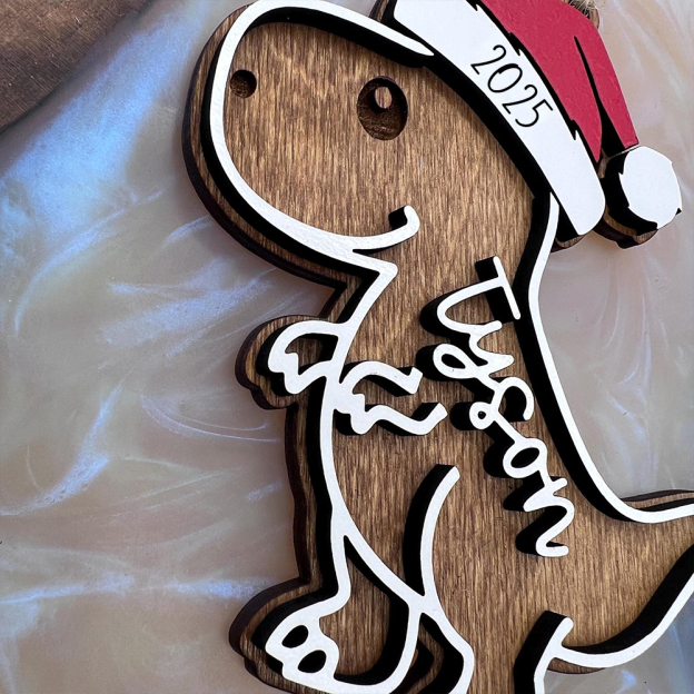 Personalized Christmas Dinosaur Wood Ornaments Decoration | MCGift146