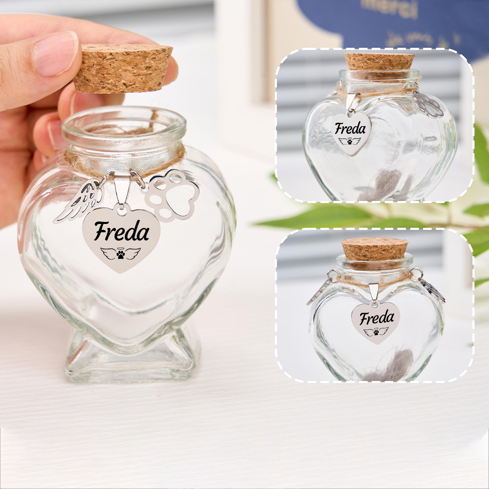 Personalized Pet Hair Heart Memorial Jar | BKPet218