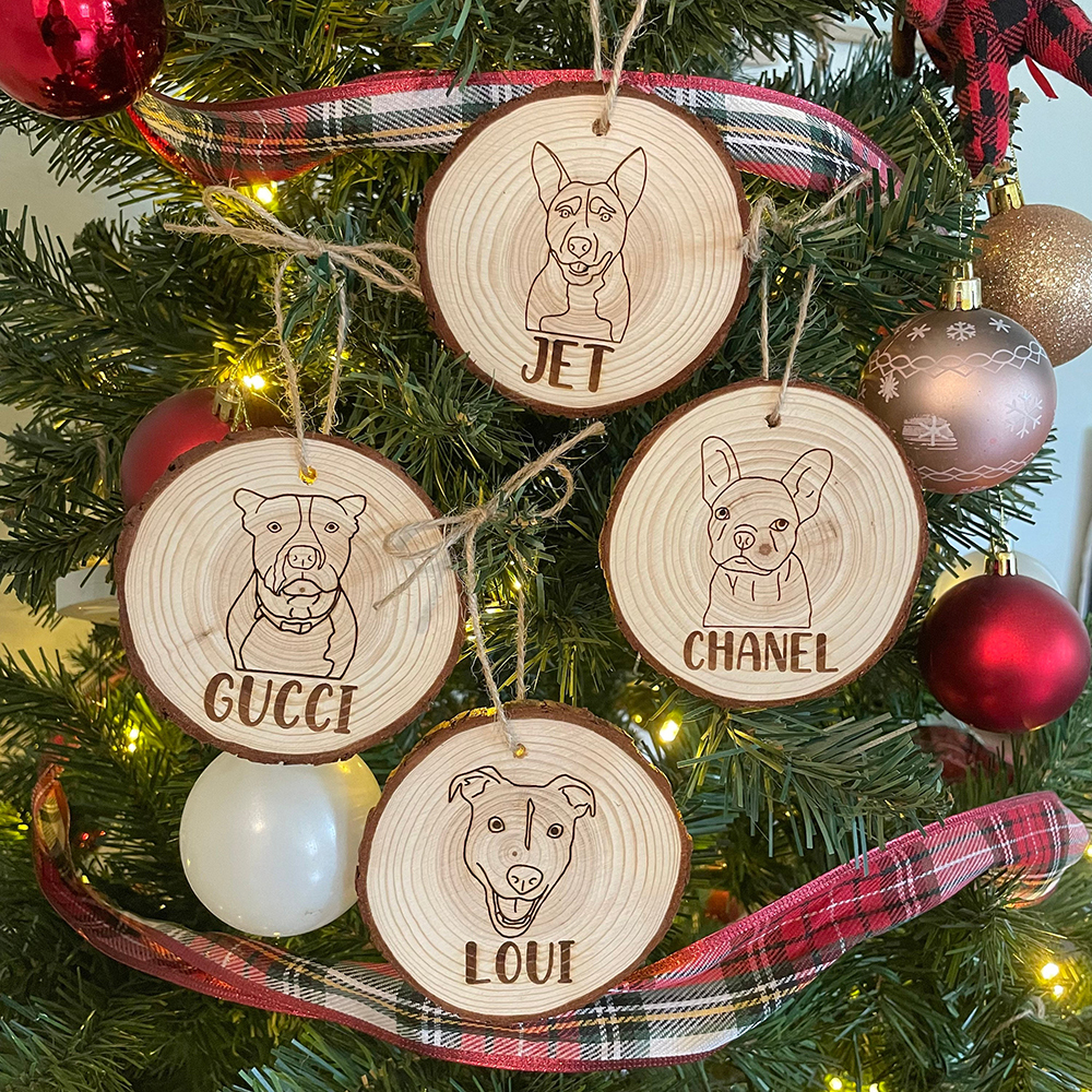 Personalized Pet Wooden Christmas Tree Ornaments | MCGift138