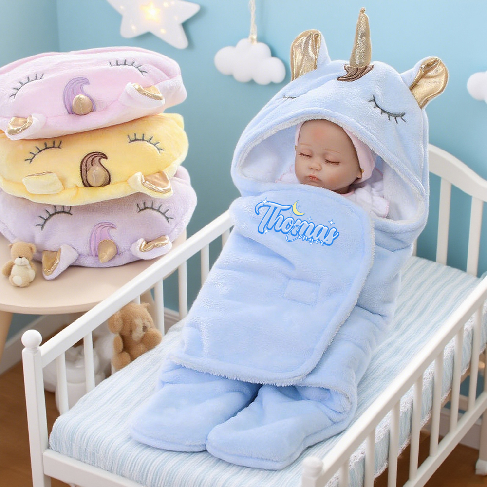 Personalized Baby Unicorn Flannel Super-soft Sleeping Bag | CWBaby307