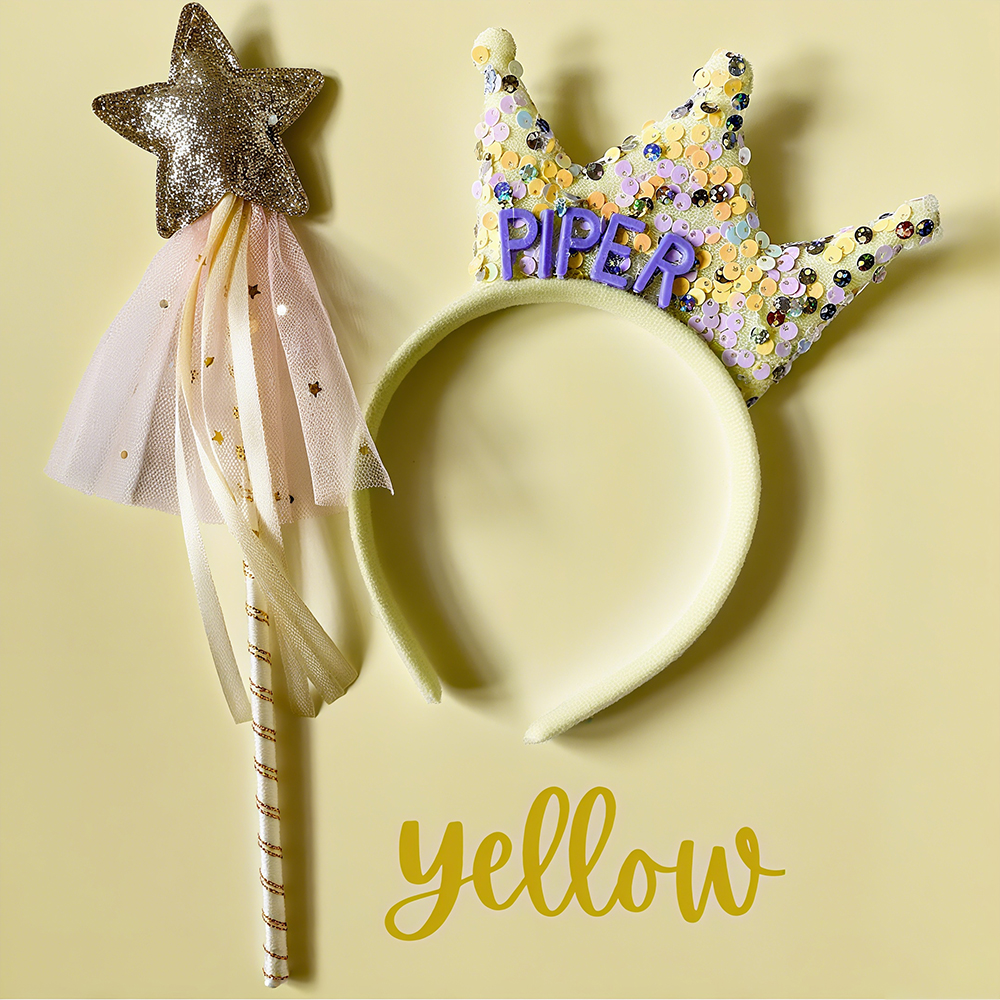Personalized Girls Party Tiara Headband and Fairy Wand Set | CWToy151