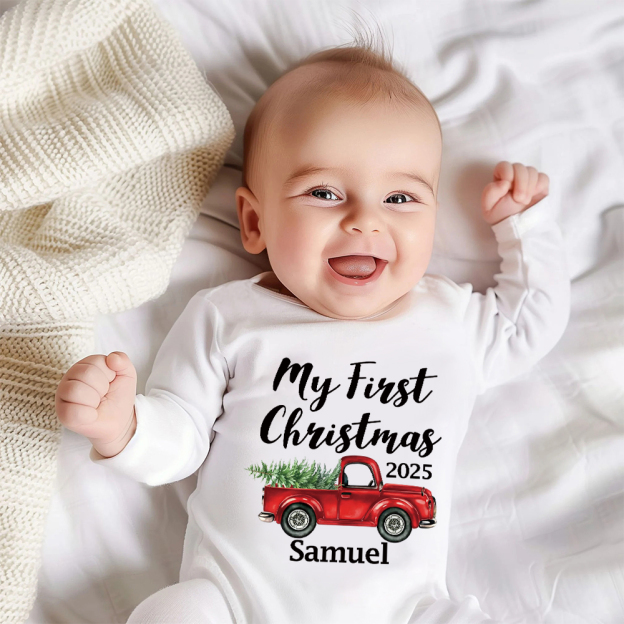 Personalized Baby 1st Christmas Ropmer and Hat Set | MCGift162