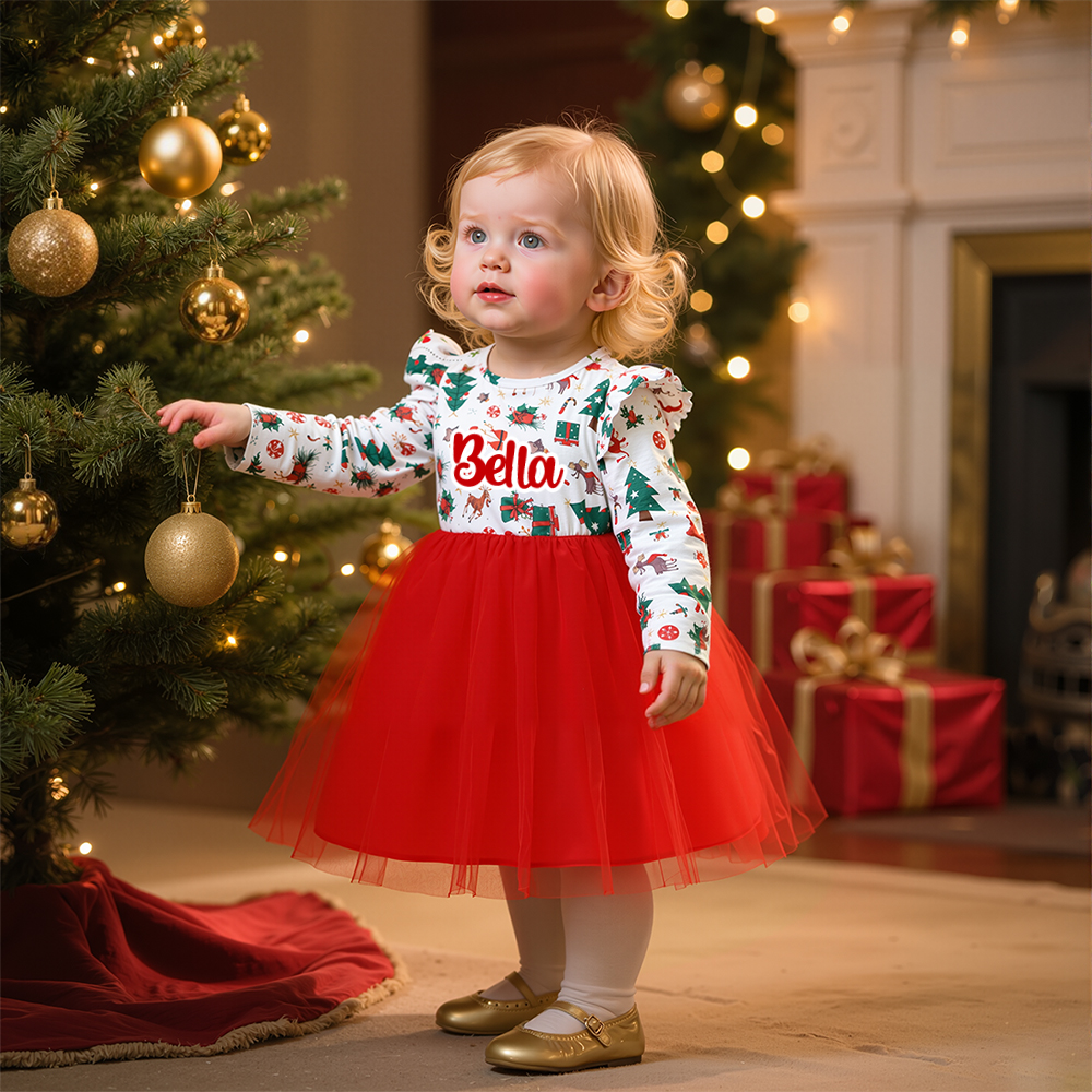 Personalized Christmas Baby Girl Lovely Tutu Dress | MCGift157