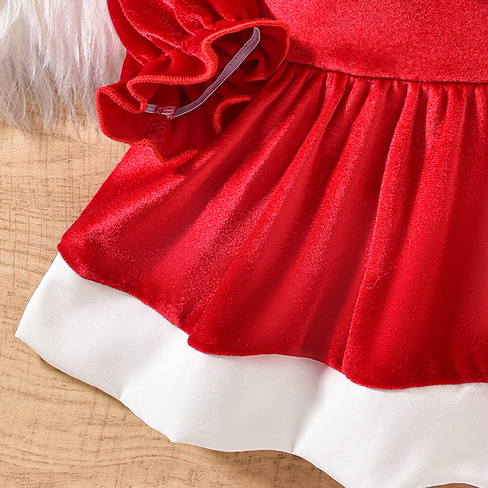 Personalized Christmas Ruffled Velvet Tutu Dress | MCGift165