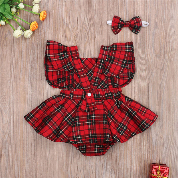 Personalized Christmas Baby Girl Plaid Dress Set | MCGift167