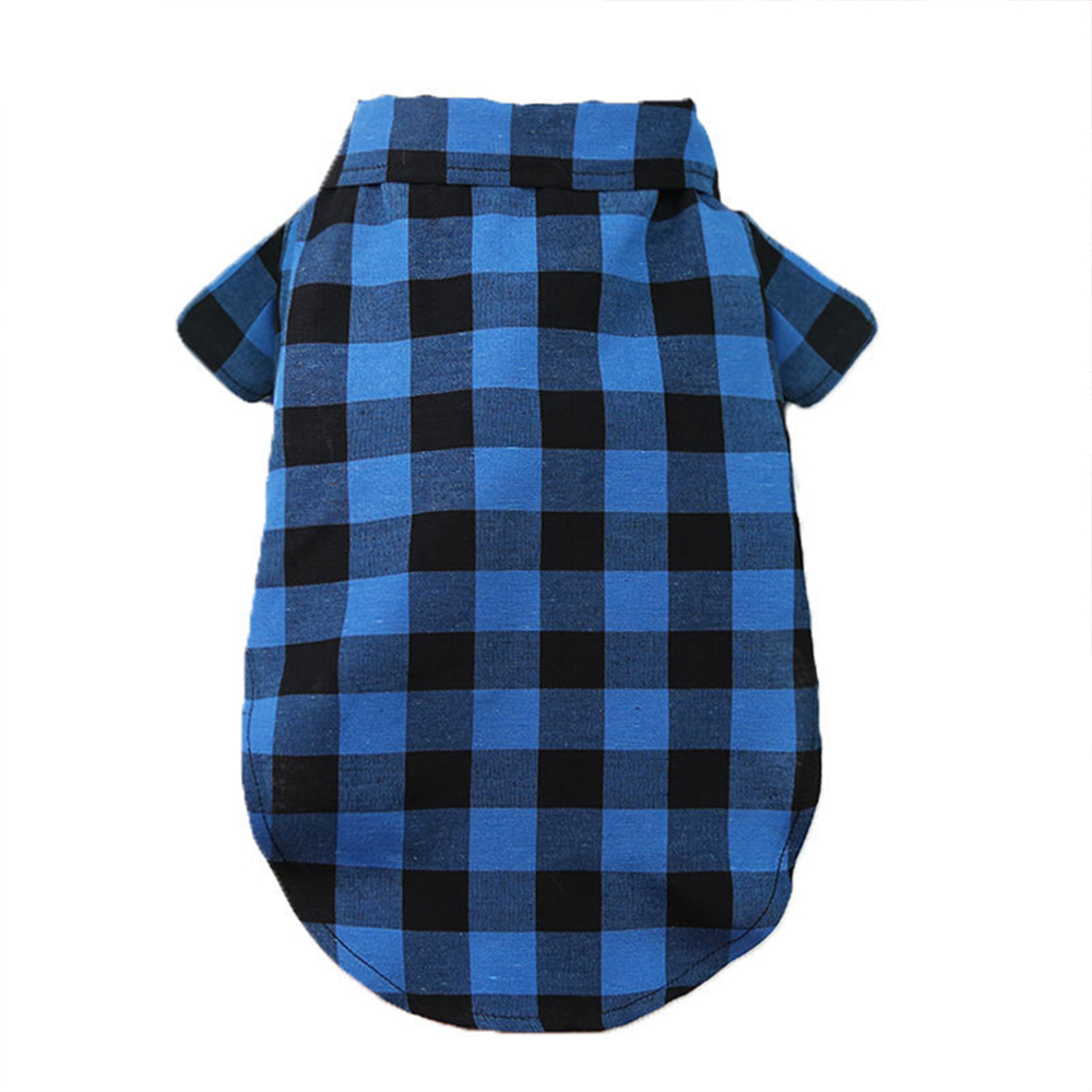 Personalized Pet Leather Patch Grid Patterned Necktie Shirt | BKPet224