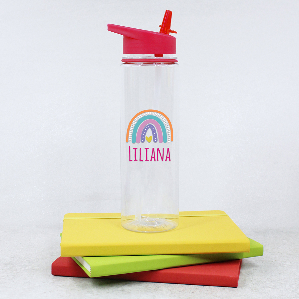 Personalised Kid Rainbow BPA Free 17oz Flip Straw Bottles | YouBottle100