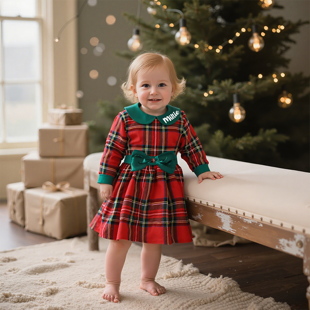 Personalized Checkered Red Christmas Outfit Dress | MCGift170