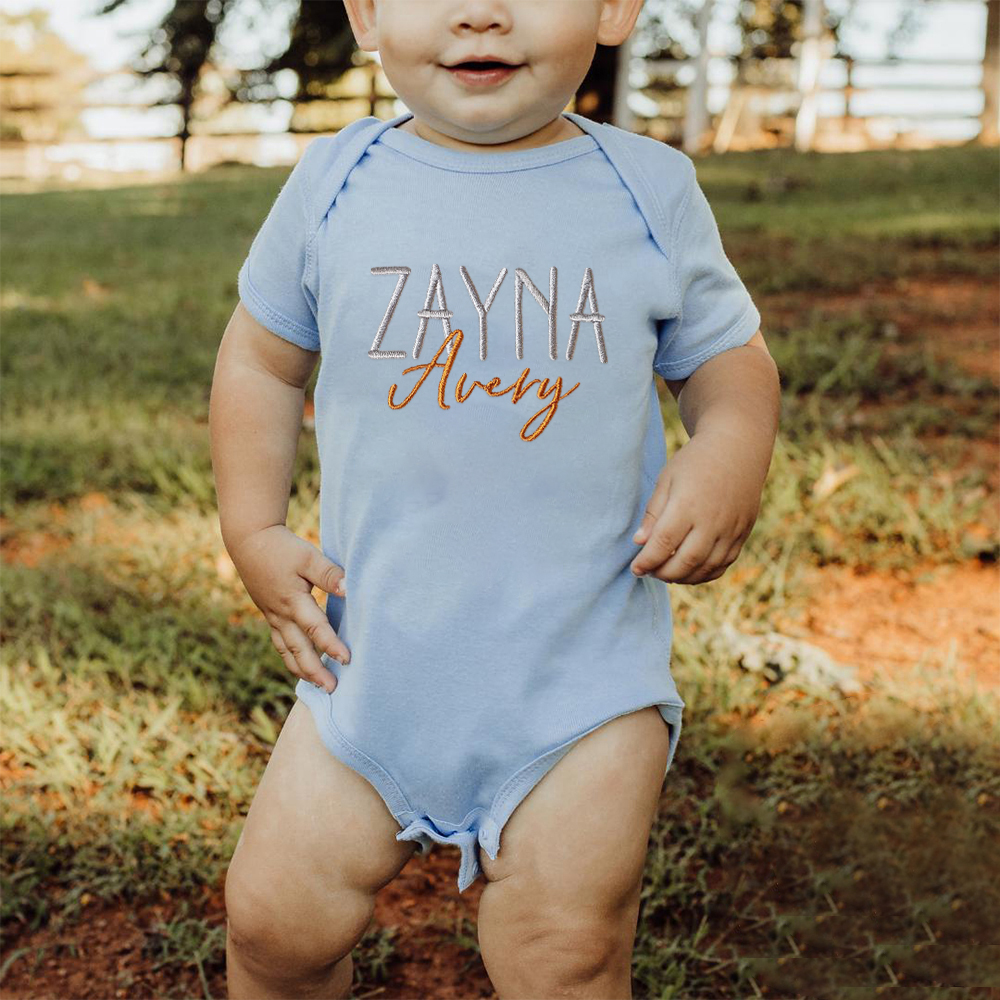 Personalized Embroidered Baby Announcement Romper | CWBaby310