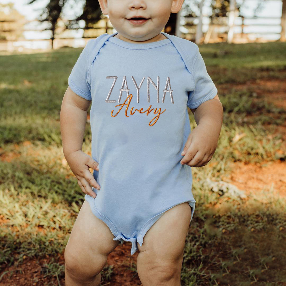 Personalized Embroidered Baby Announcement Romper | CWBaby310
