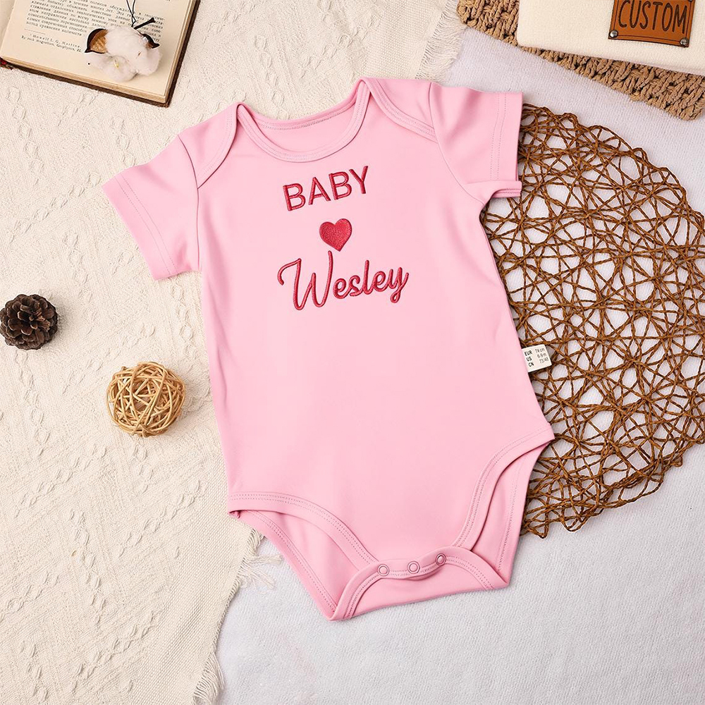 Personalized Embroidered Baby Announcement Romper | CWBaby310
