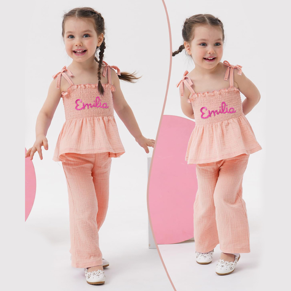 Personalised Hand Embroidery Toddler Girl Outfit | CWBaby313