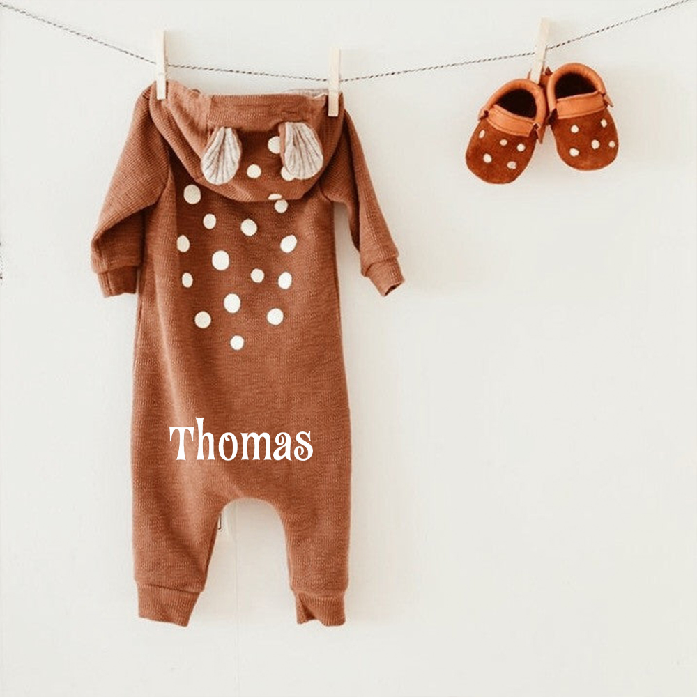 Personalized Baby Cute Bambi Hooded Jumpsuit | CWBaby319