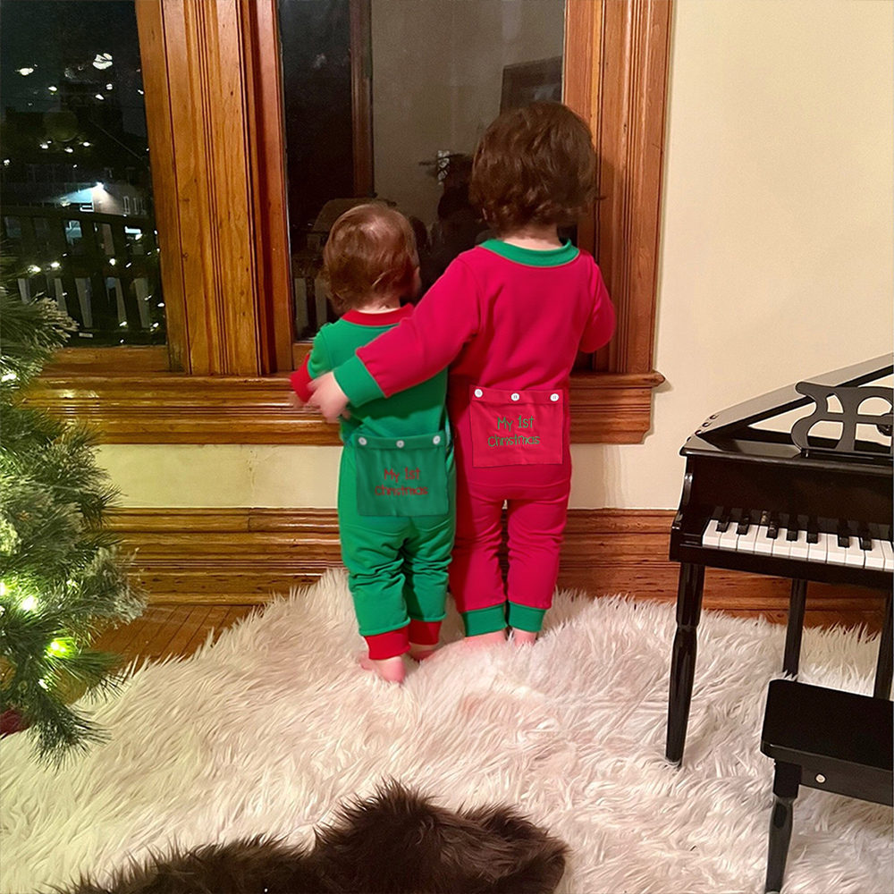Personalized Embroidery My 1st Christmas Button Down Jumpsuit | MCGift175