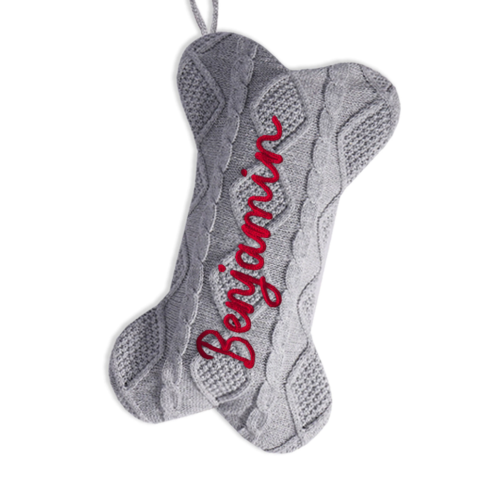 Personalized Hand-embroidery Dog Bone Christmas Stocking | MCGift177