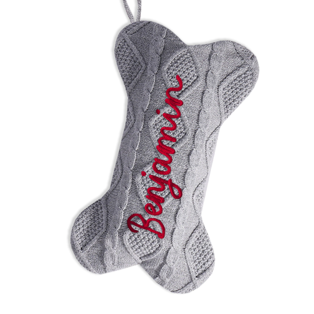 Personalized Hand-embroidery Dog Bone Christmas Stocking | MCGift177