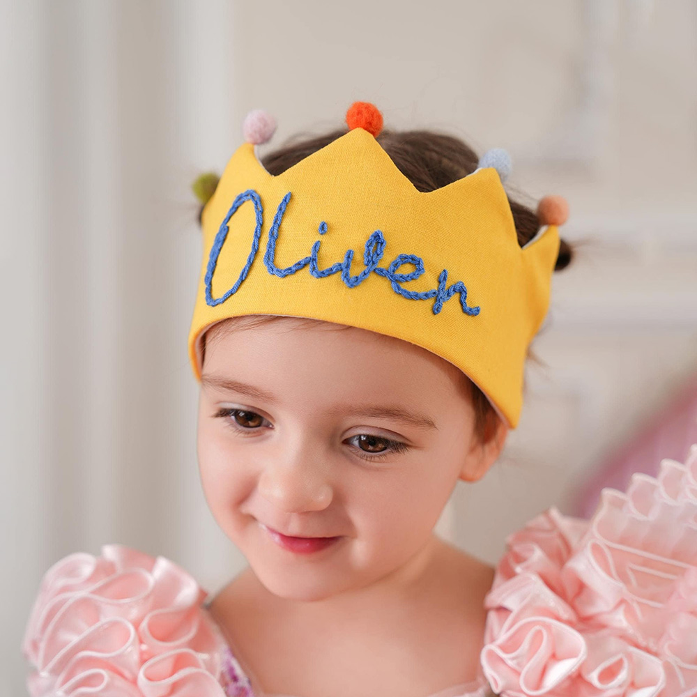Personalized Hand Embroidered Baby Birthday Party Crown | CWBaby321