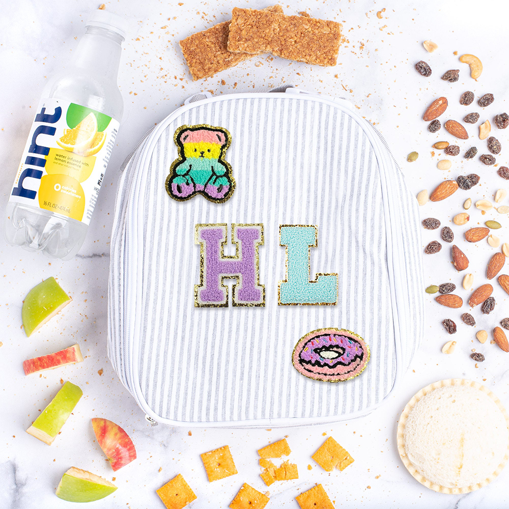 Personalized Chenille Patch Kids Seersucker Lunch Bag