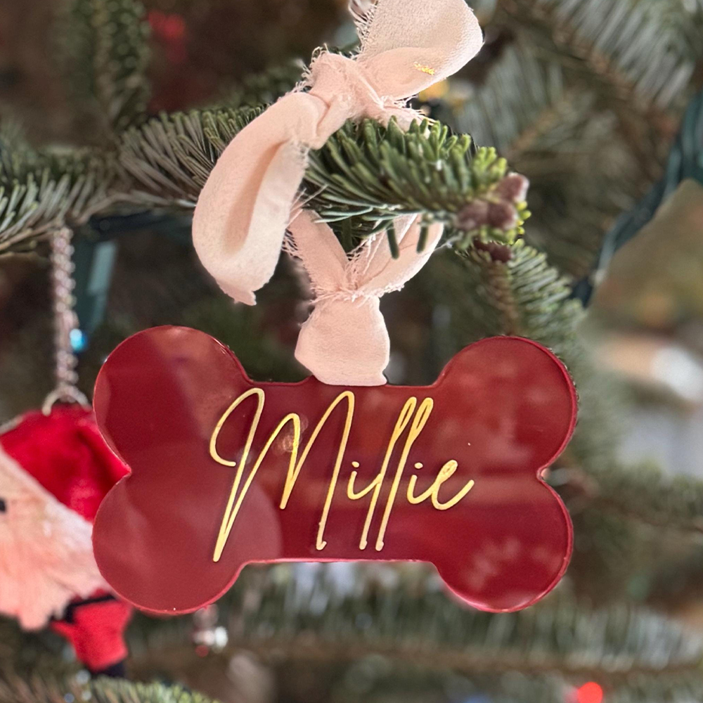 Personalized Pet Acrylic Christmas Bone Ornaments | MCGift184