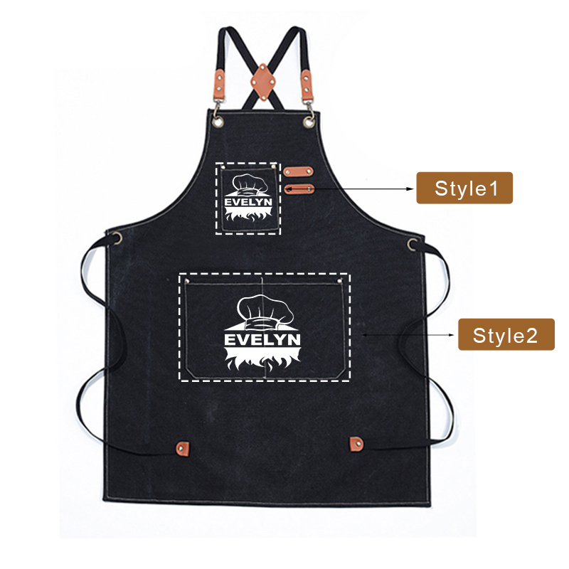 Personalized Name on Canvas Apron with Pockets for Unisex Adult | Apron22