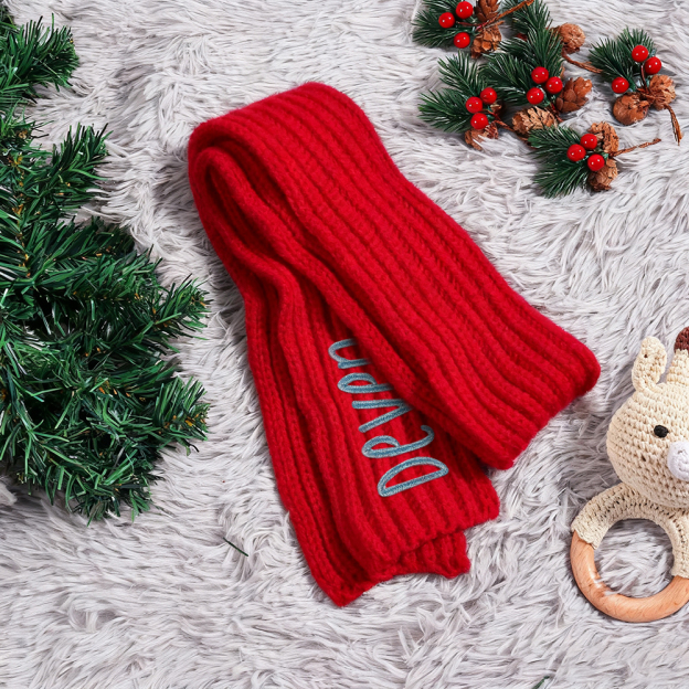 Personalized Embroidery Handmade Knitted Kid Scarf | HSKid68