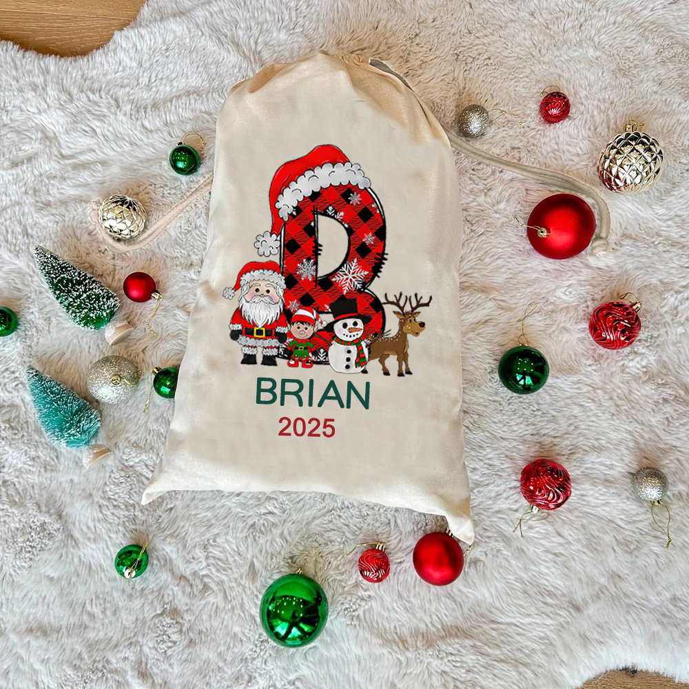 Personalized Name & Initial Christmas Gift Sack | MCGift61