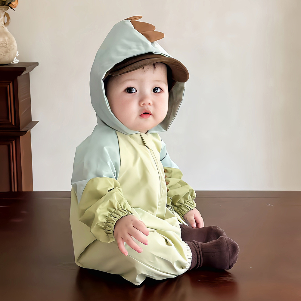 Personalized Baby Autumn Windproof Dinosaur Romper | CWBaby333