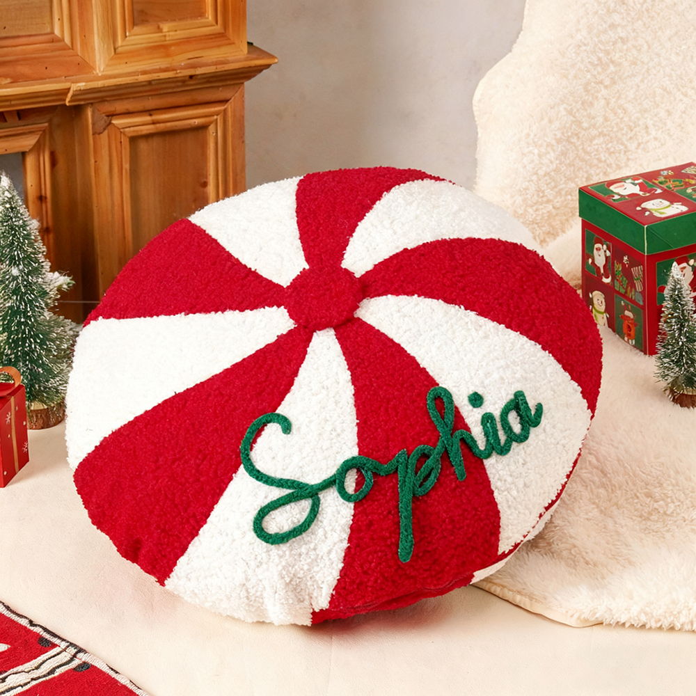 Personalized Hand Embroidery Christmas Candy Pillows | MCGift196