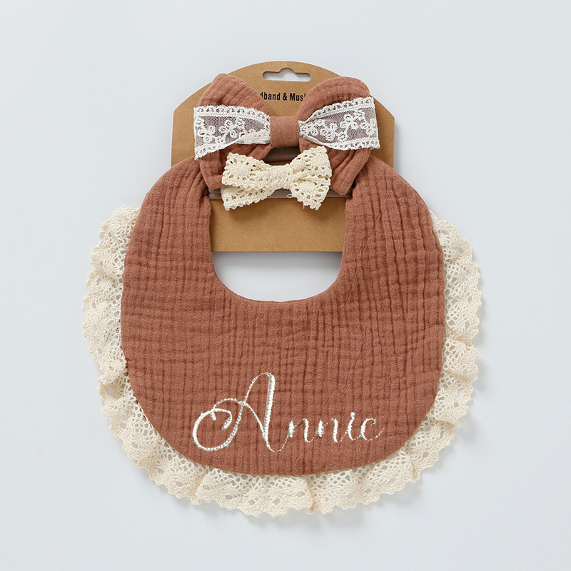 Personalized Embroidered Baby Bibs Headband Set | CWBaby29