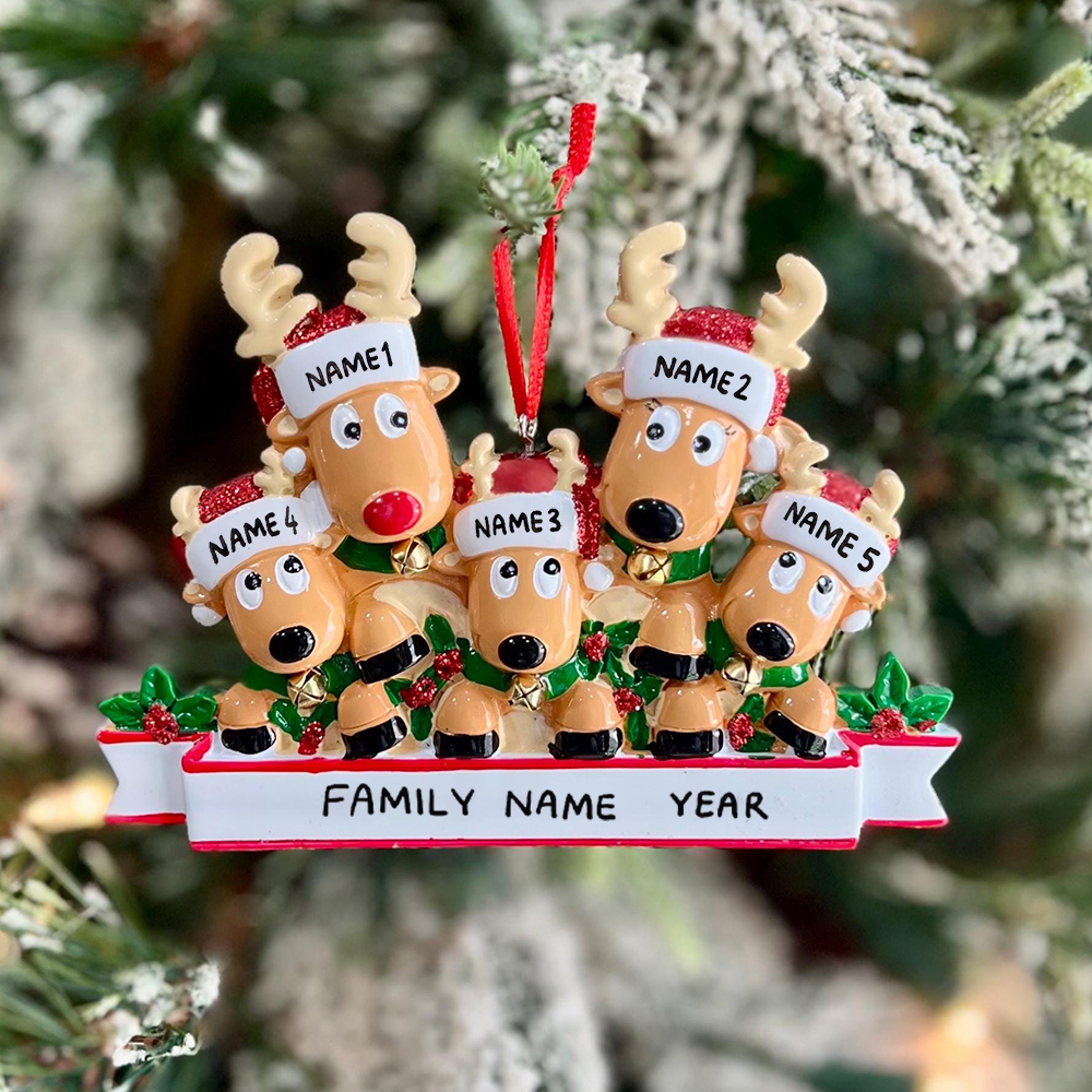 Personalised Elk Family Christmas Ornament | MCGift205