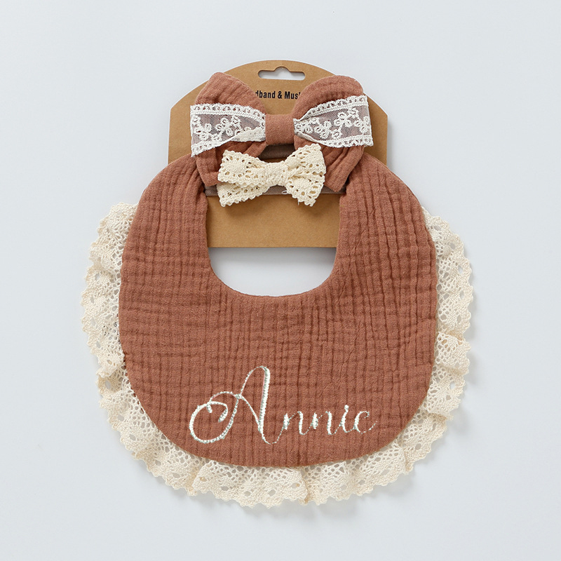 Personalized Embroidered Baby Bibs Headband Set | CWBaby29