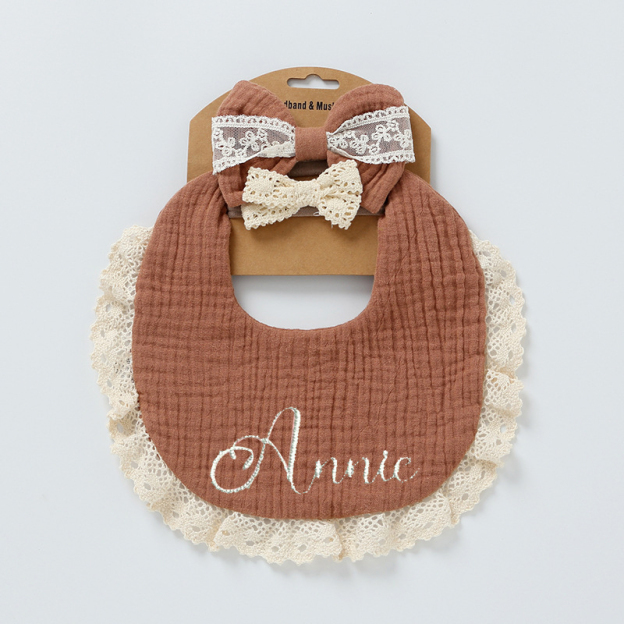 Personalized Embroidered Baby Bibs Headband Set | CWBaby29