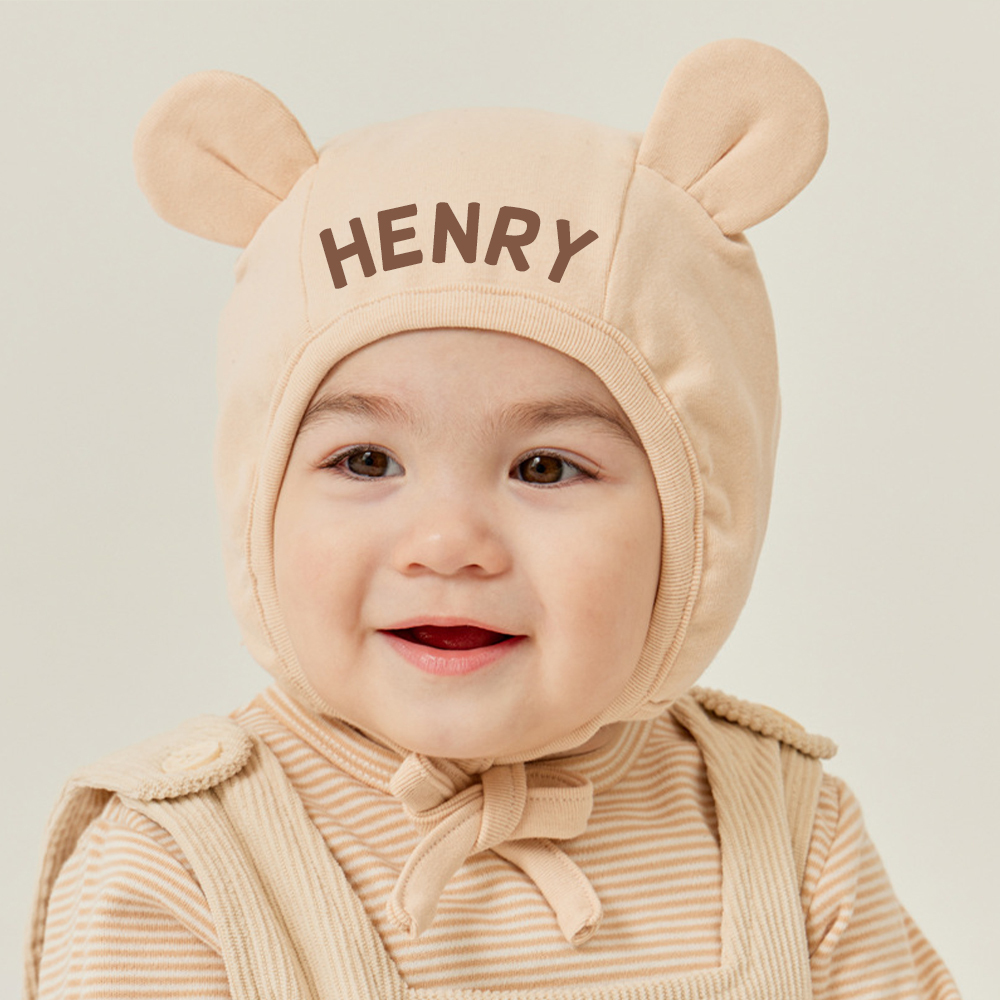 Personalized Lovely Bear Ear Protection Warm Hat | HSKid74