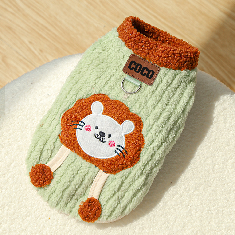 Personalized Pets Leather Patch Lovely Lion Sweater | BKPet252