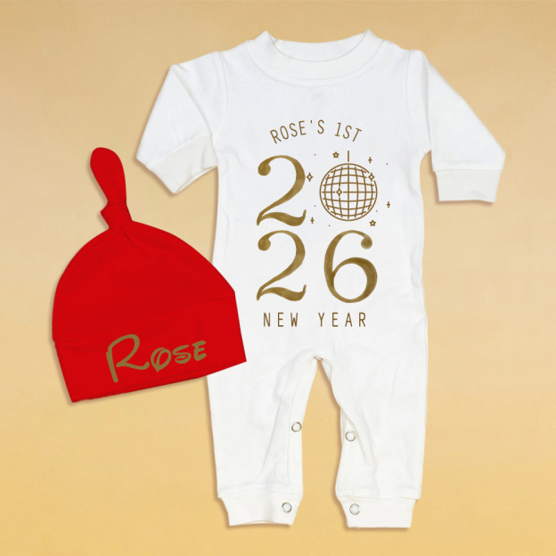 Personalized Baby 1st New Year Romper and Hat Set | CWBaby343