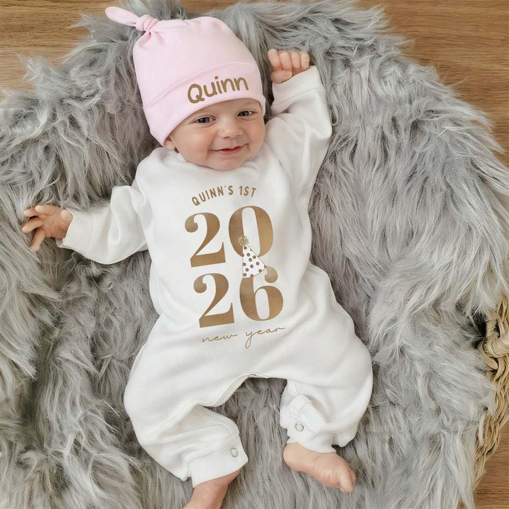 Personalized Baby 1st New Year Romper and Hat Set | CWBaby344