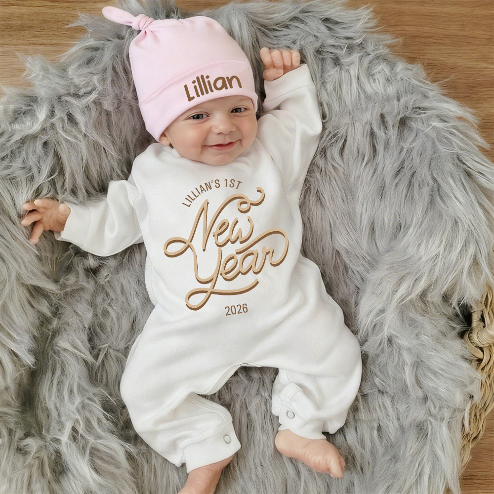 Personalized Baby 1st New Year Romper and Hat Set | CWBaby345