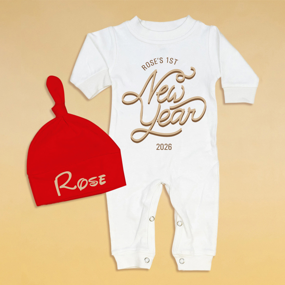 Personalized Baby 1st New Year Romper and Hat Set | CWBaby345