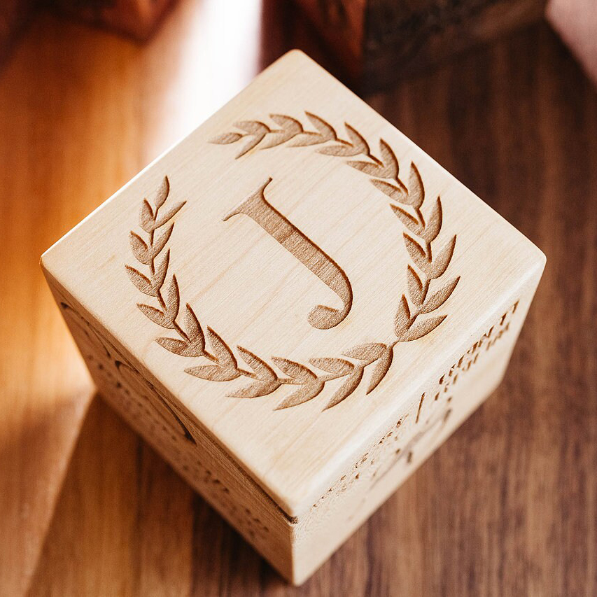 Personalized Baby First Birthday Gift Wooden Block Ornament | CWBaby351