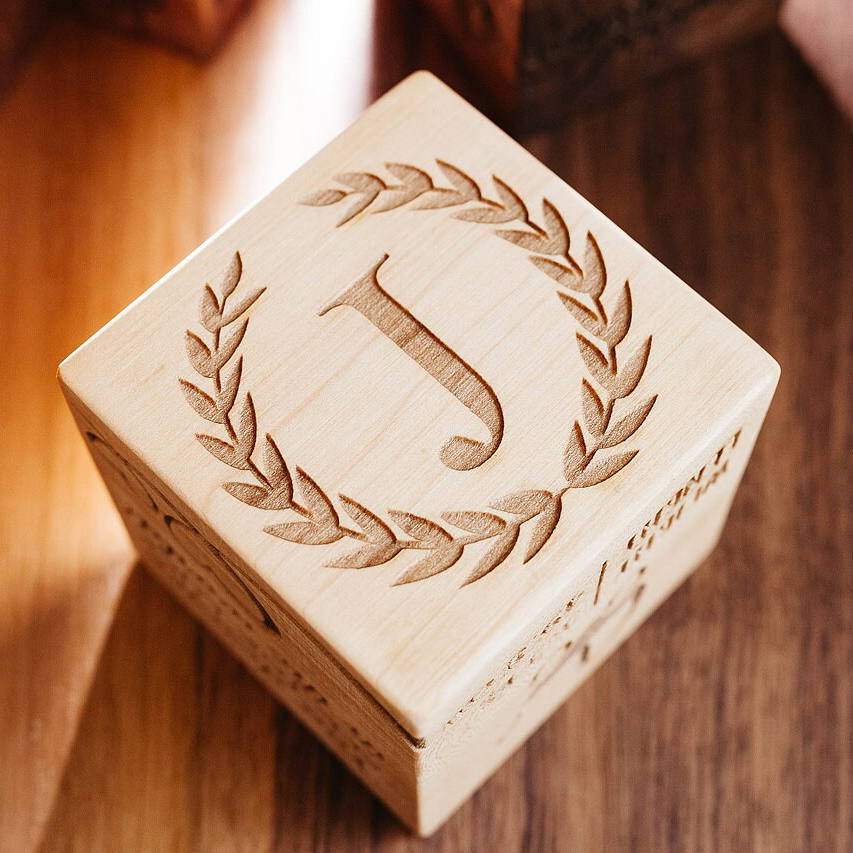 Personalized Baby First Birthday Gift Wooden Block Ornament | CWBaby351