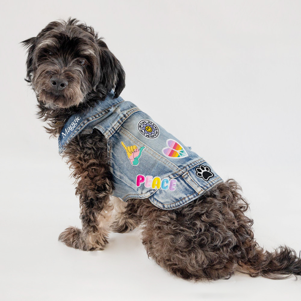 Personalized Hand Patch Pets Denim Jacket for Comfort and Unique | BKPet262