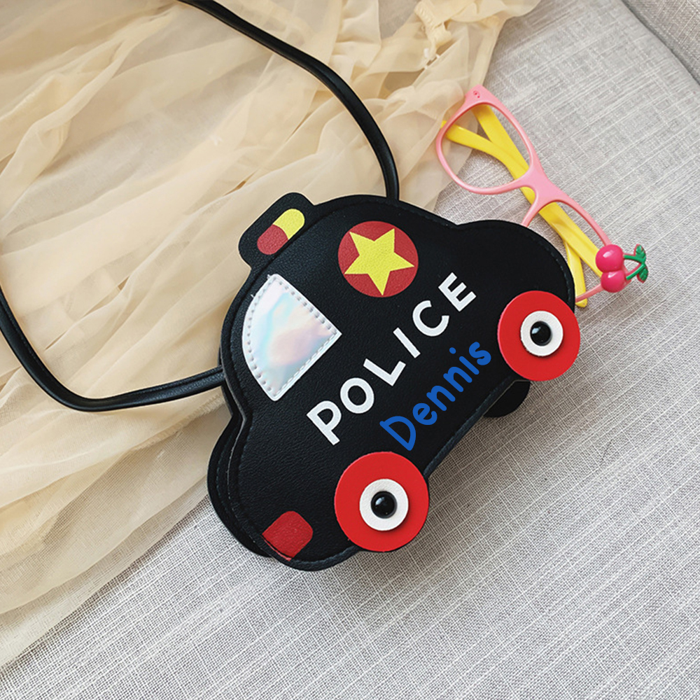 Personalized Kids Cute Police Car Zipper Crossbody Bag | CWGift06