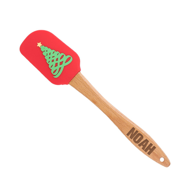 Personalized Christmas Wood Handle Silicone Kitchen Tool | MCGift230