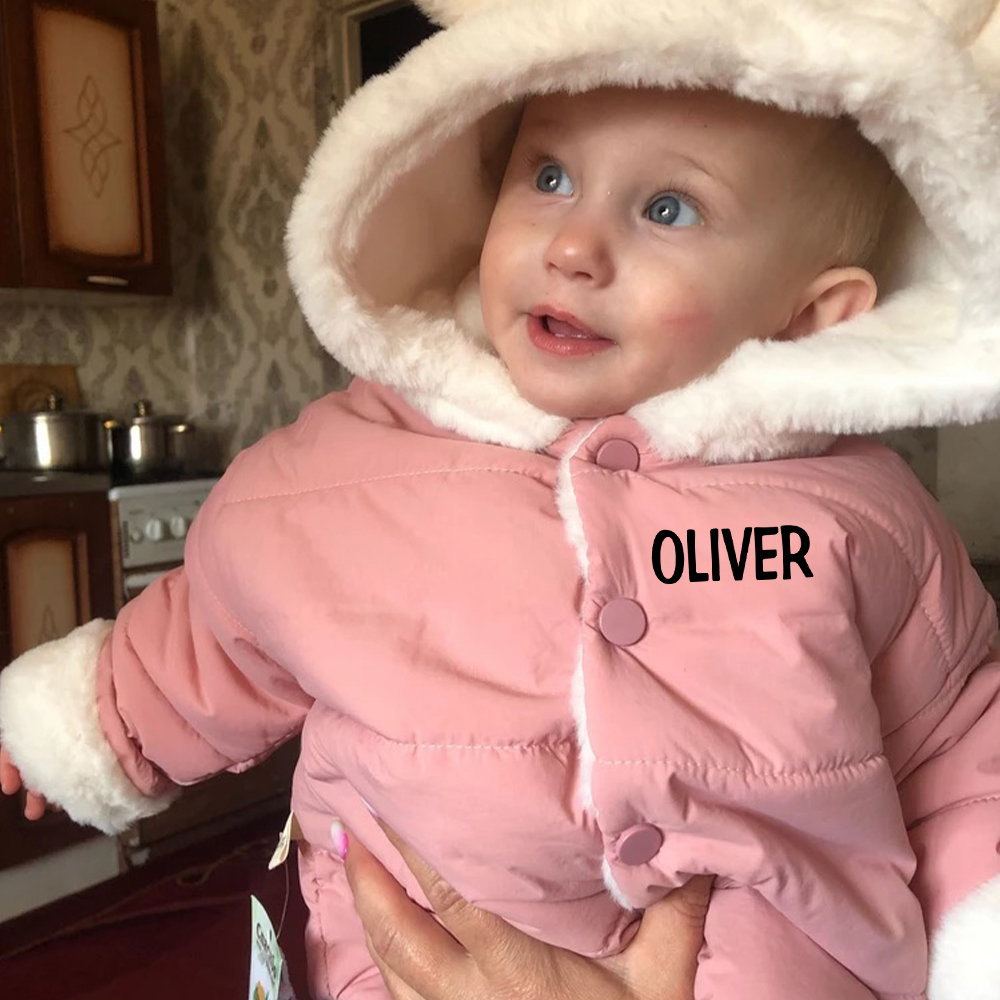 Personalized Toddler Lovely Bear Winter Warm Plush Hooded Jacket | CWBaby360
