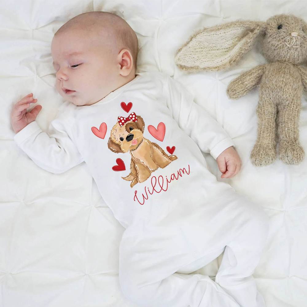 Personalized Baby First Valentine Romper and Hat Set | CWBaby374