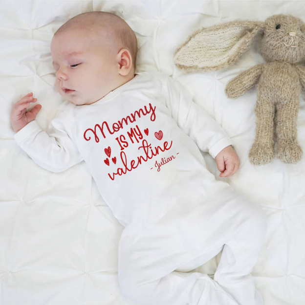 Personalized Baby First Valentine Romper and Hat Set | CWBaby377