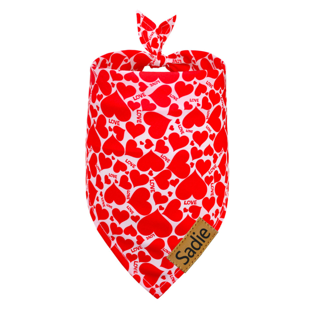 Personalized Leather Patch Valentine's Day Pet Bandana | BKPet289